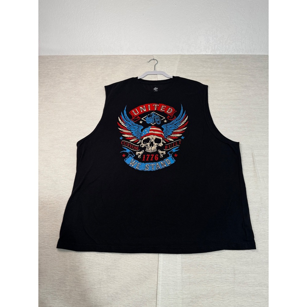 Way To Celebrate Patriotic Mens 3XL Muscle Tee Black United We Stand Skull Tank